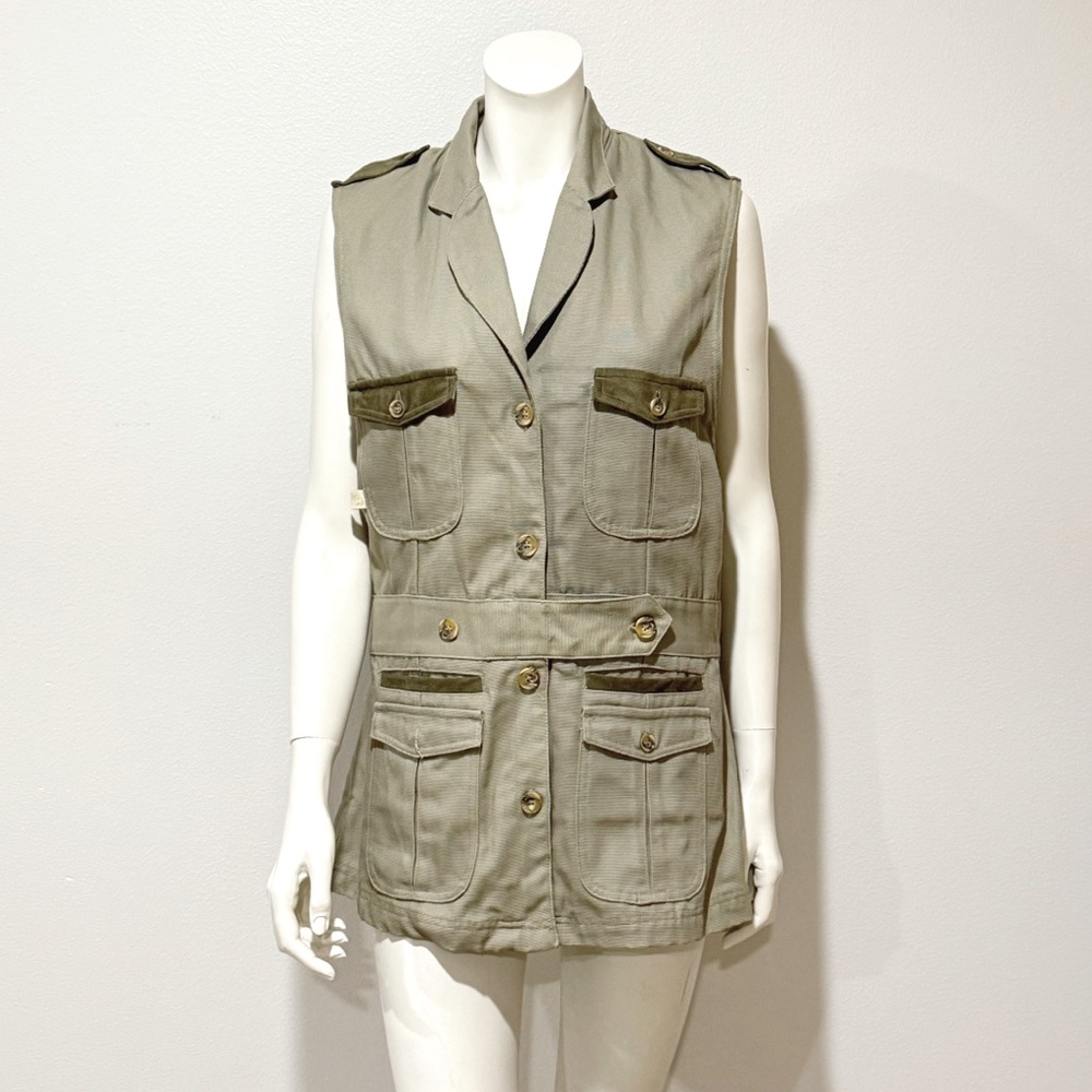 Vintage SHE SAFARI Travel Vest Size Medium Green Pockets
